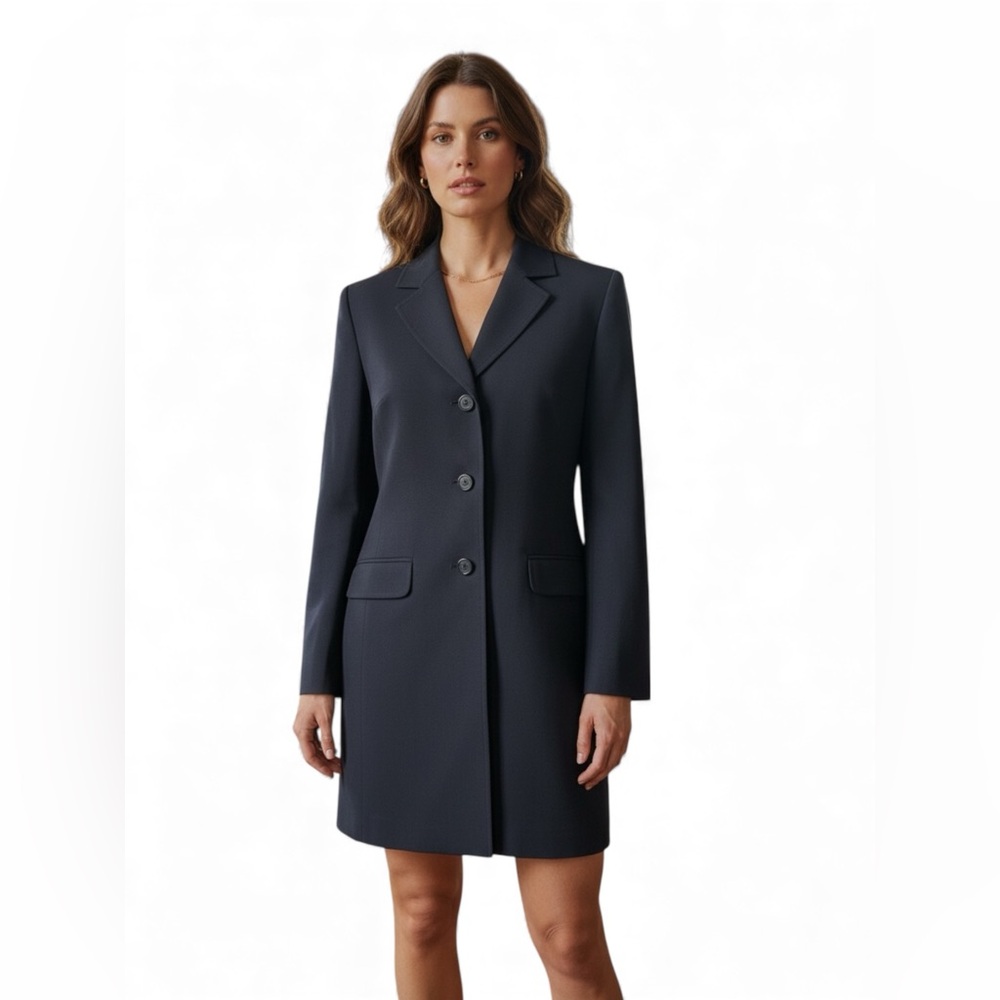 Hennes Women's Italian Black Blazer Coat Dress Size 8